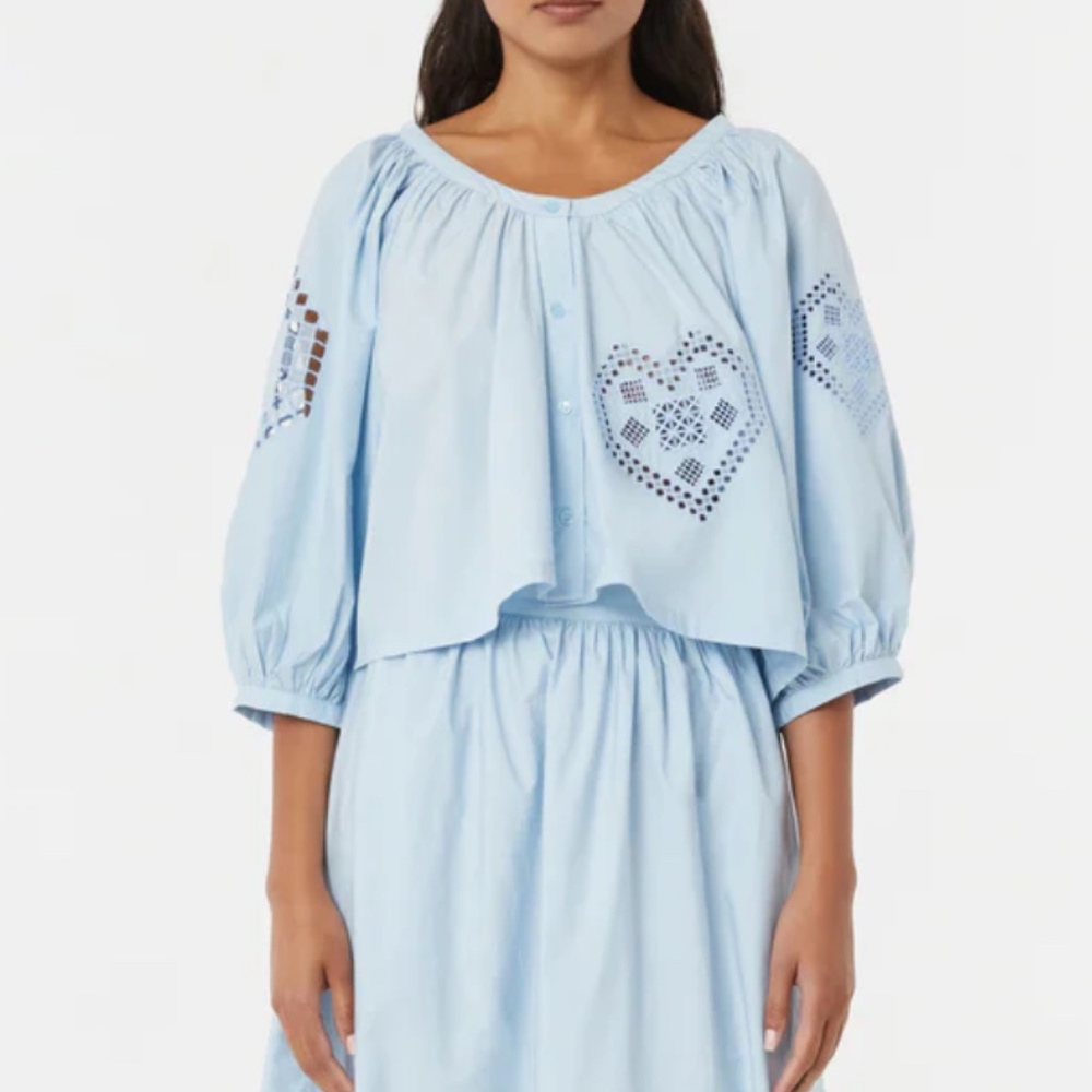 NWT RHODE Tammy Top in Sky Heart pale blue